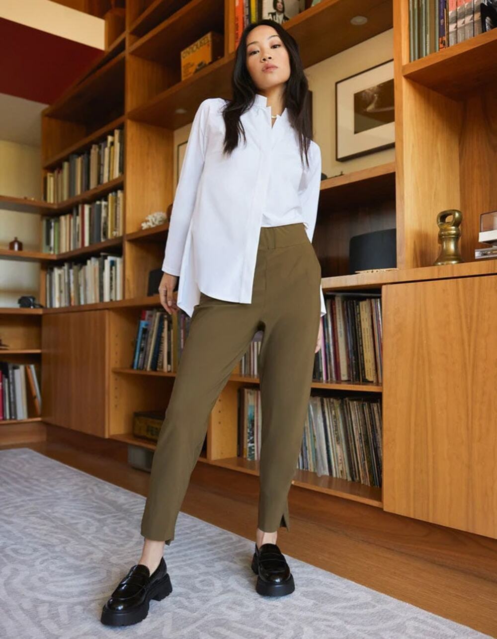 ADAY Straight Up Dress Pants Olive Green Medium M